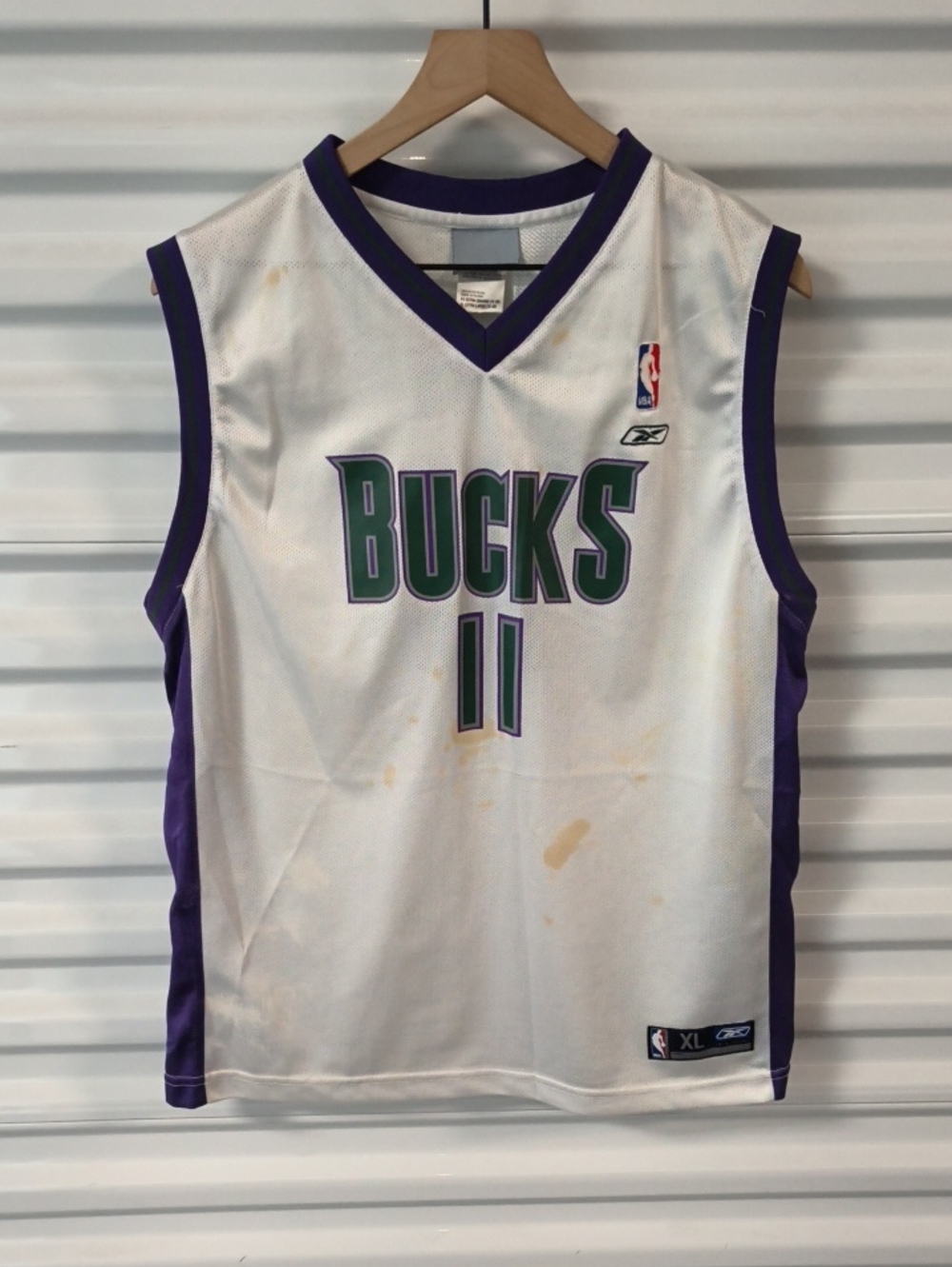 Vtg 2003-2004 Reebok NBA Milwaukee Bucks TJ Ford Jersey Authentics Kid's XL